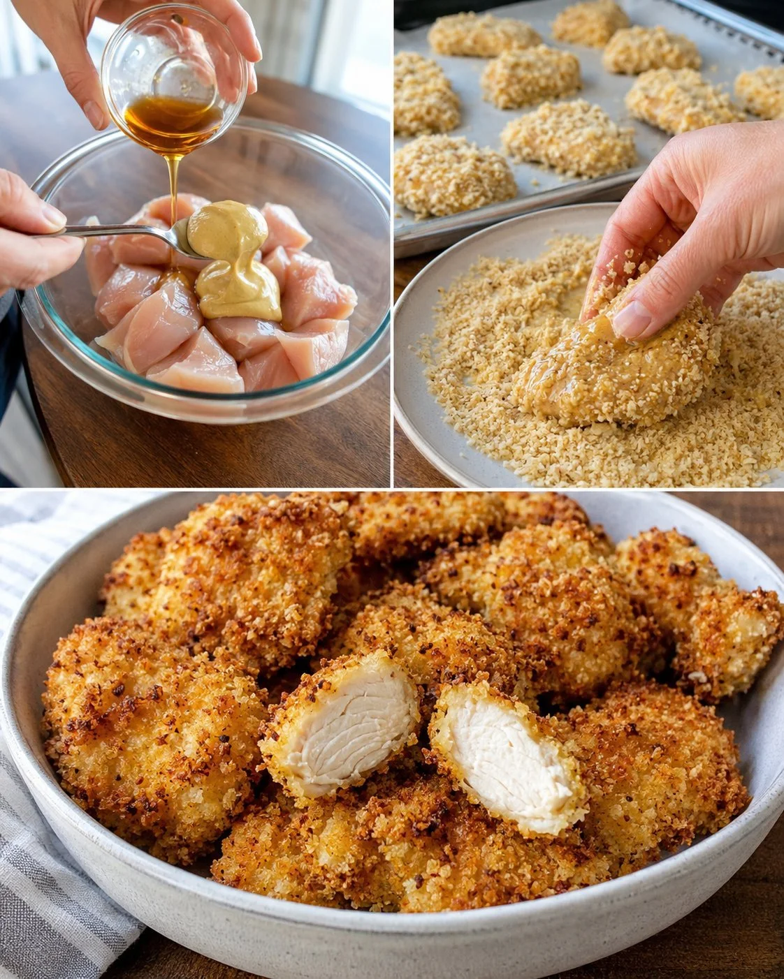 Köstliche Ahorn-Dijon-Hühnchen-Nuggets auf einem Teller serviert