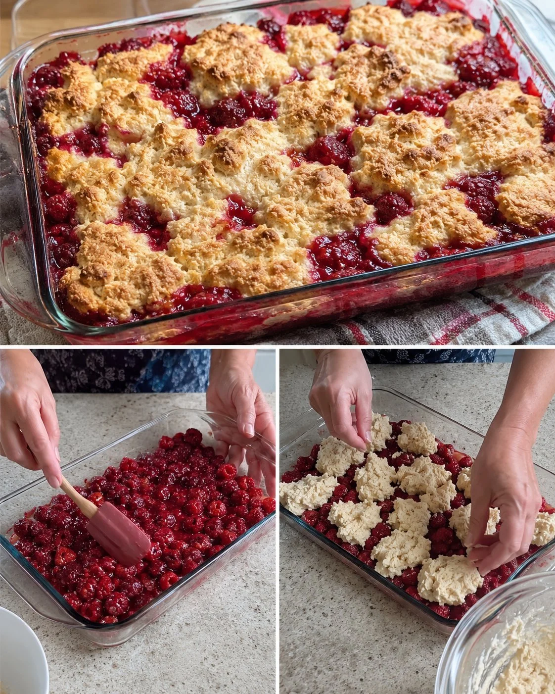 Himbeer-Zitronen-Keks-Cobbler Dessert mit frischen Himbeeren