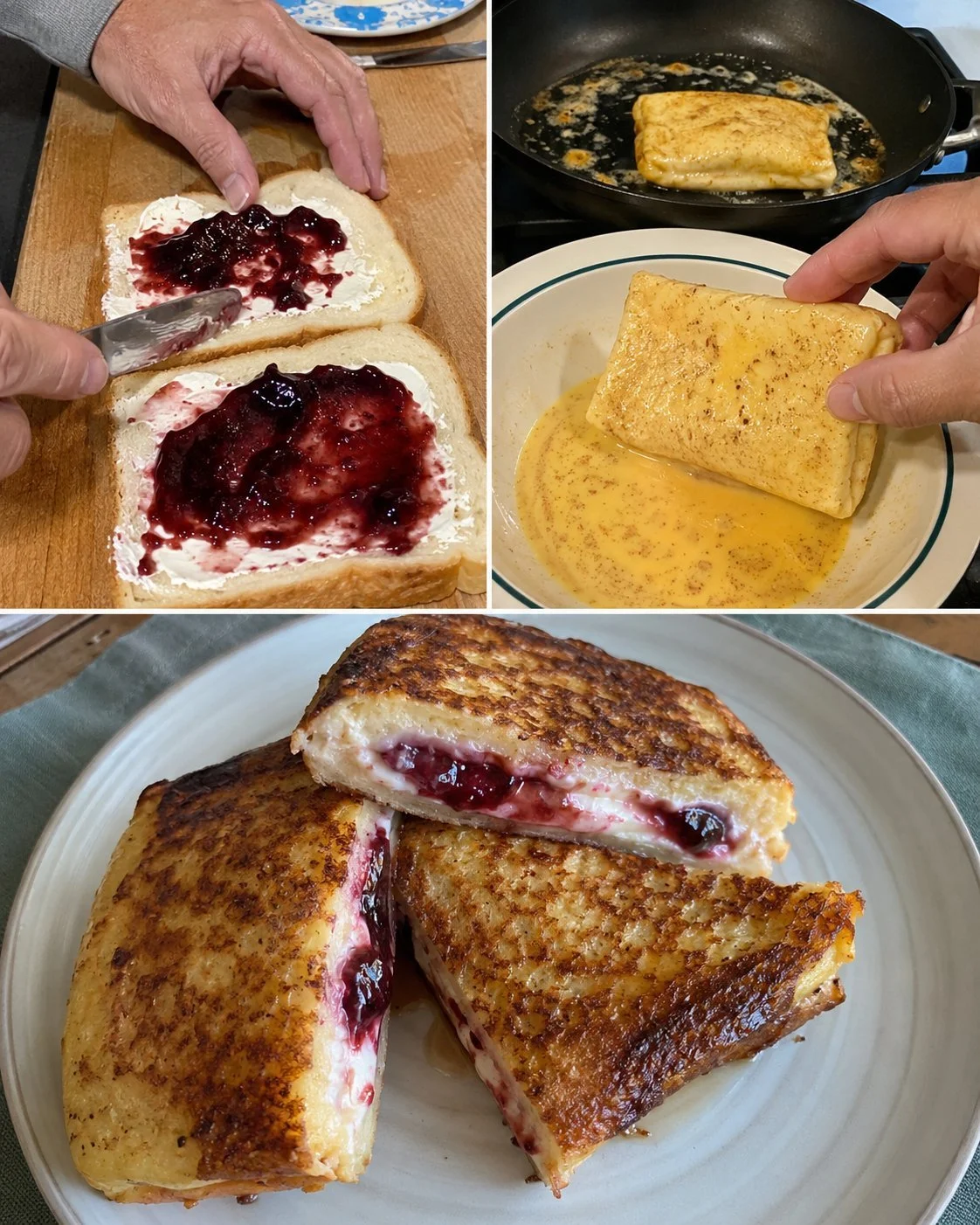 Jamgefüllte French Toast Taschen auf einem Teller serviert