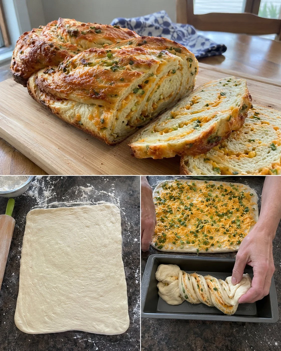 Knoblauch-Skala Cheddar Zopflaib in appetitlicher Präsentation