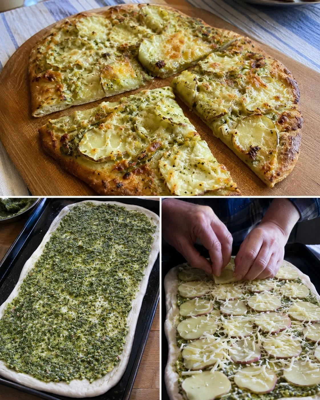 Knoblauch-Skape-Pesto-Kartoffel-Fladenbrot frisch gebacken