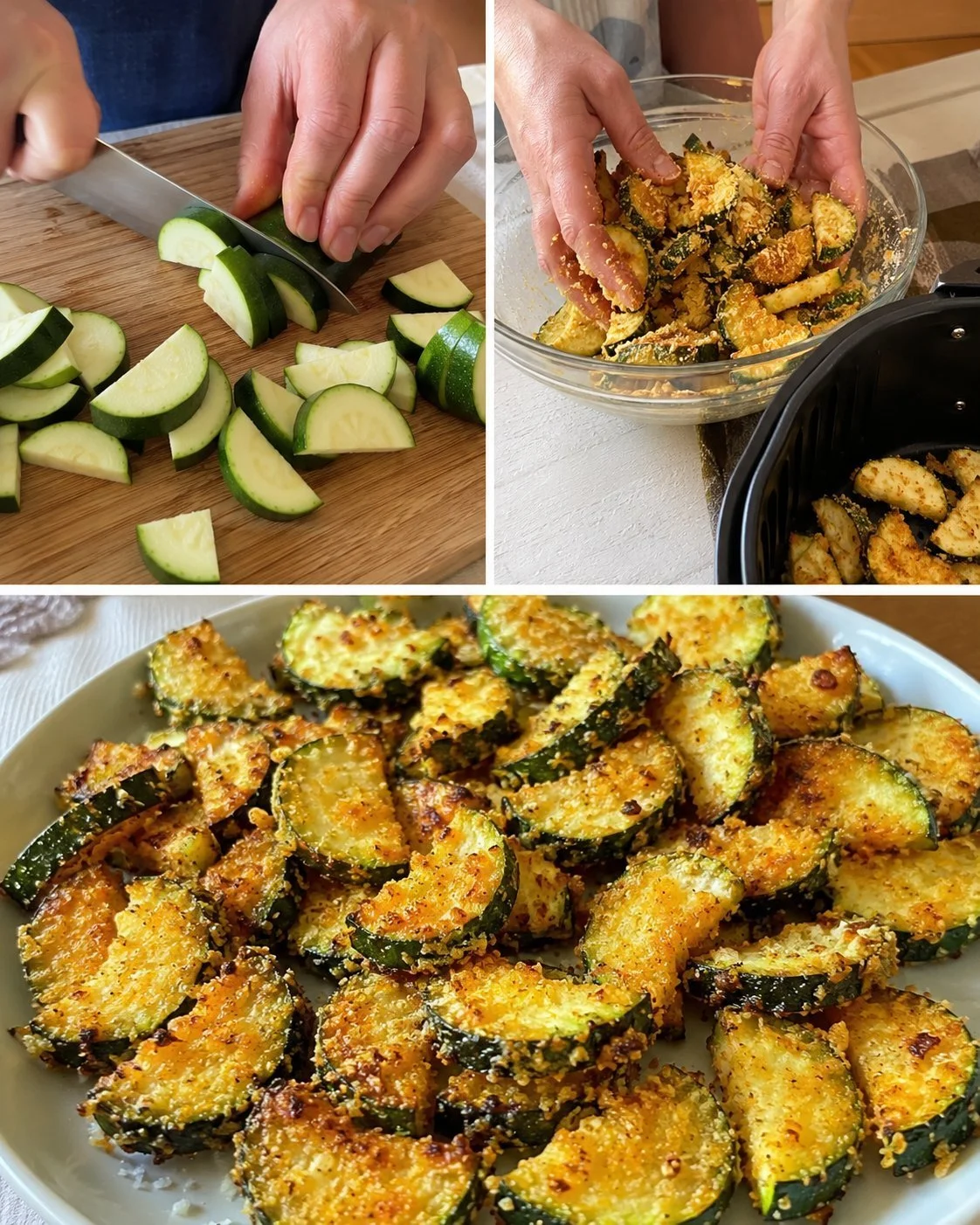 Knusprige Zucchini-Happen als einfacher Snack auf einem Teller