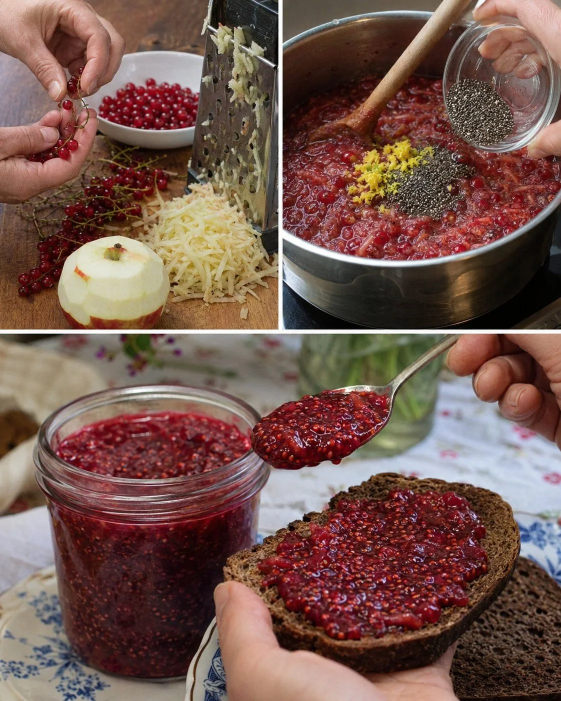Ribisel-Chia Fruchtaufstrich ohne Gelierzucker, einfach zubereitet.