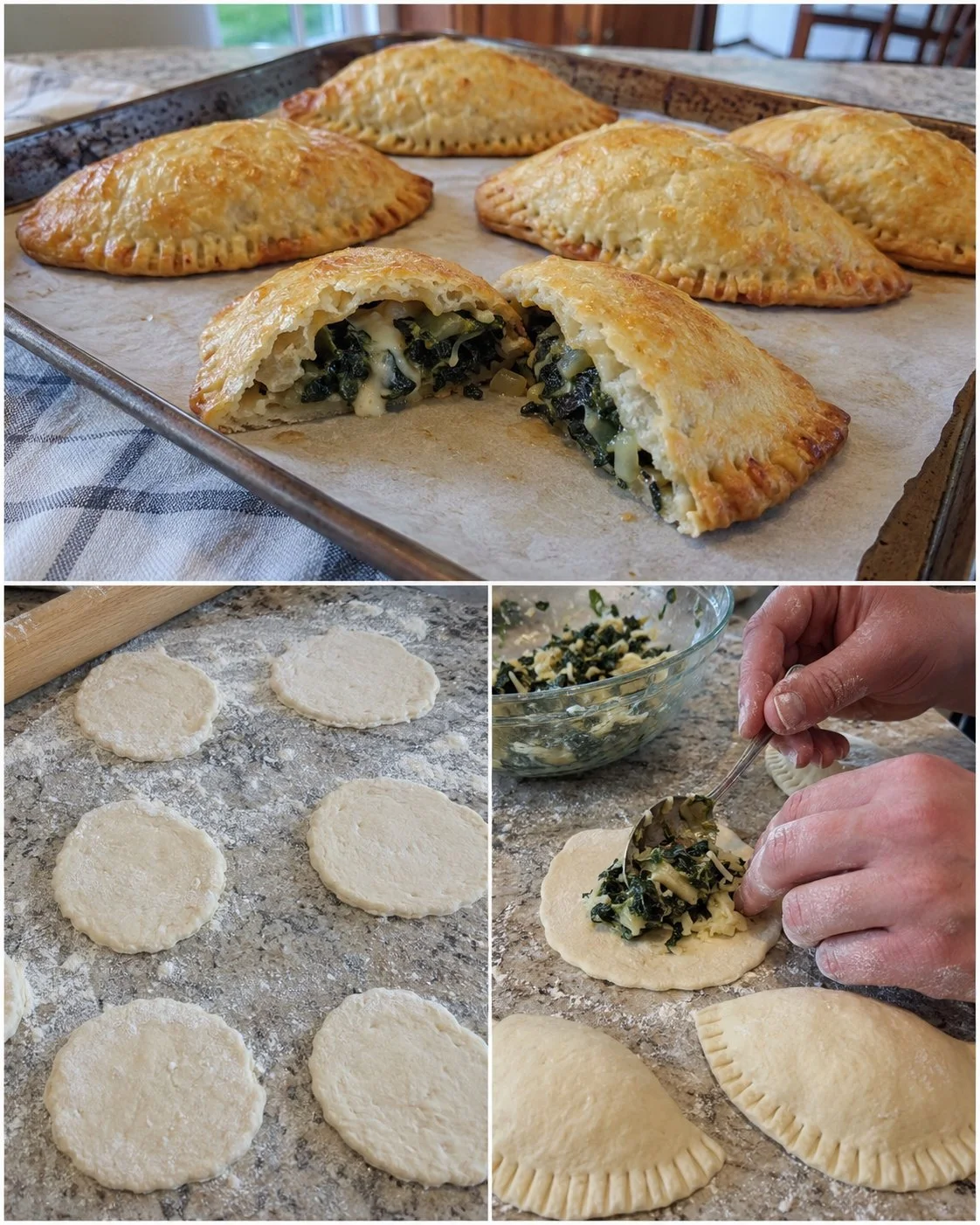 Schweizer Mangold Cheddar Taschen mit frischem Gemüse und würzigem Käse