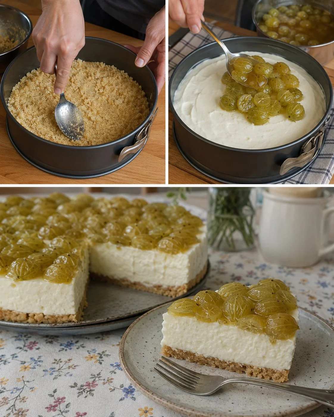 Stachelbeer-Keks-Torte ohne Backen - leckeres Dessert mit frischen Stachelbeeren