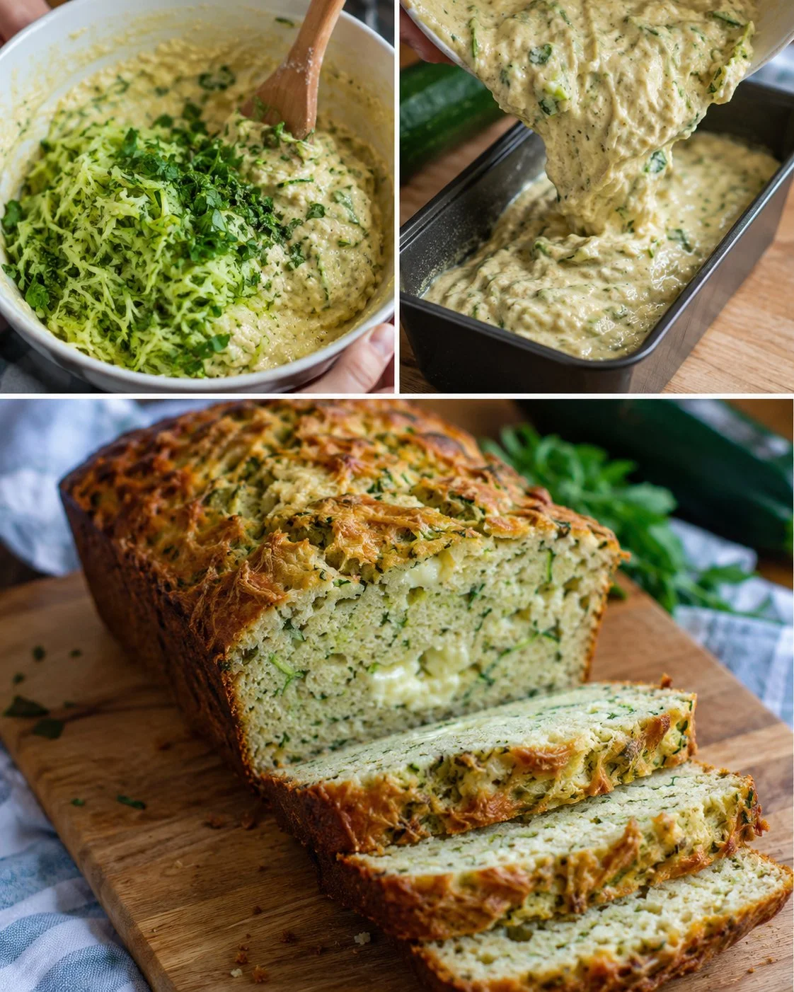 Zucchini-Kräuter-Brot frisch aus der Kastenform