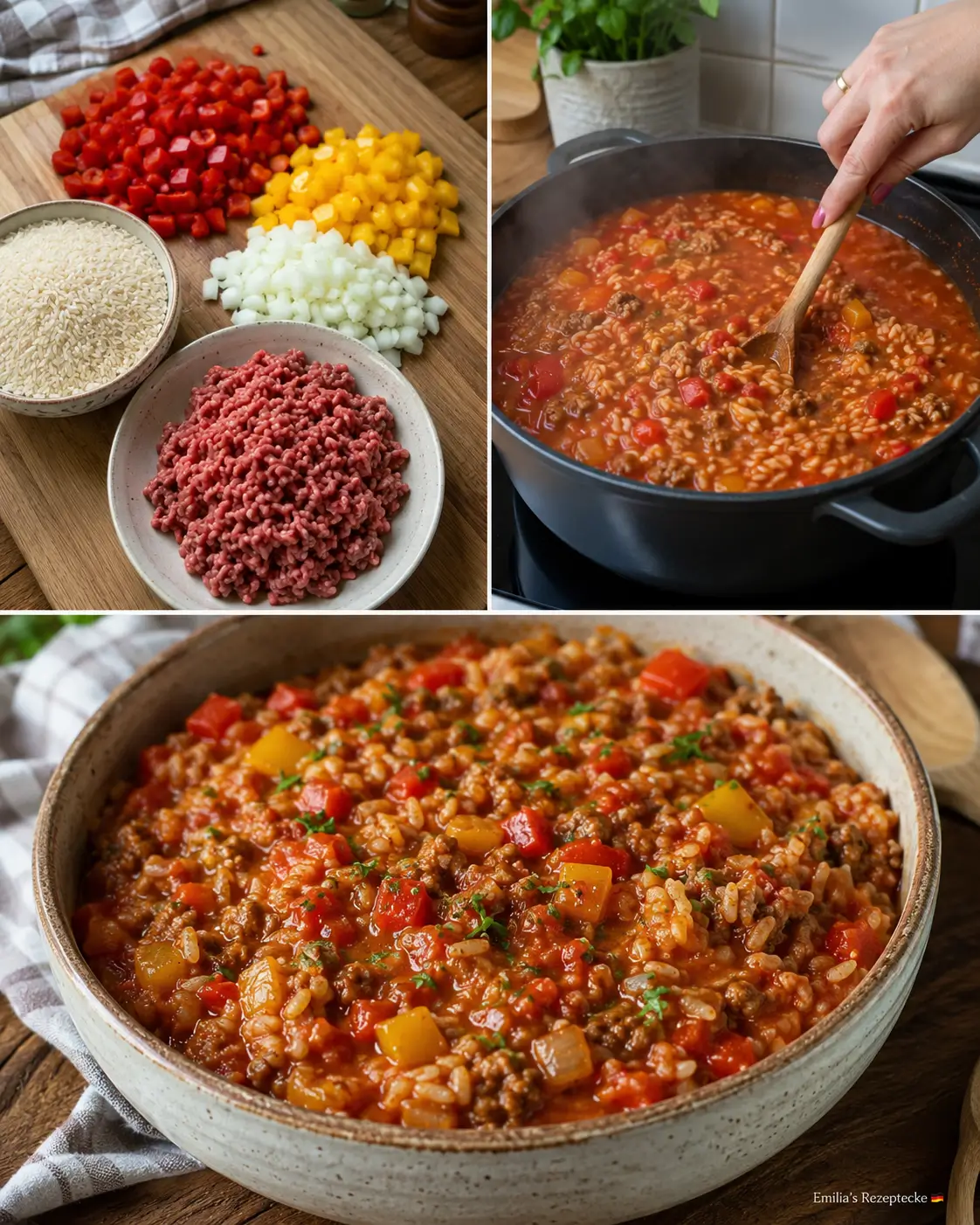 Paprika-Reis-Topf mit Hackfleisch