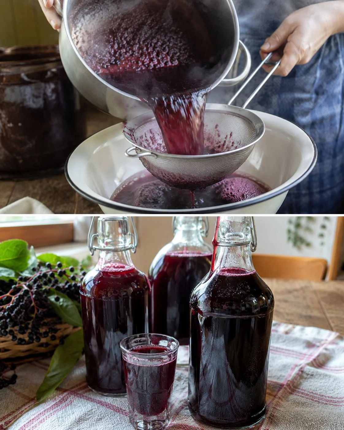 Selbstgemachter Hollersirup zum Einkochen und Genießen