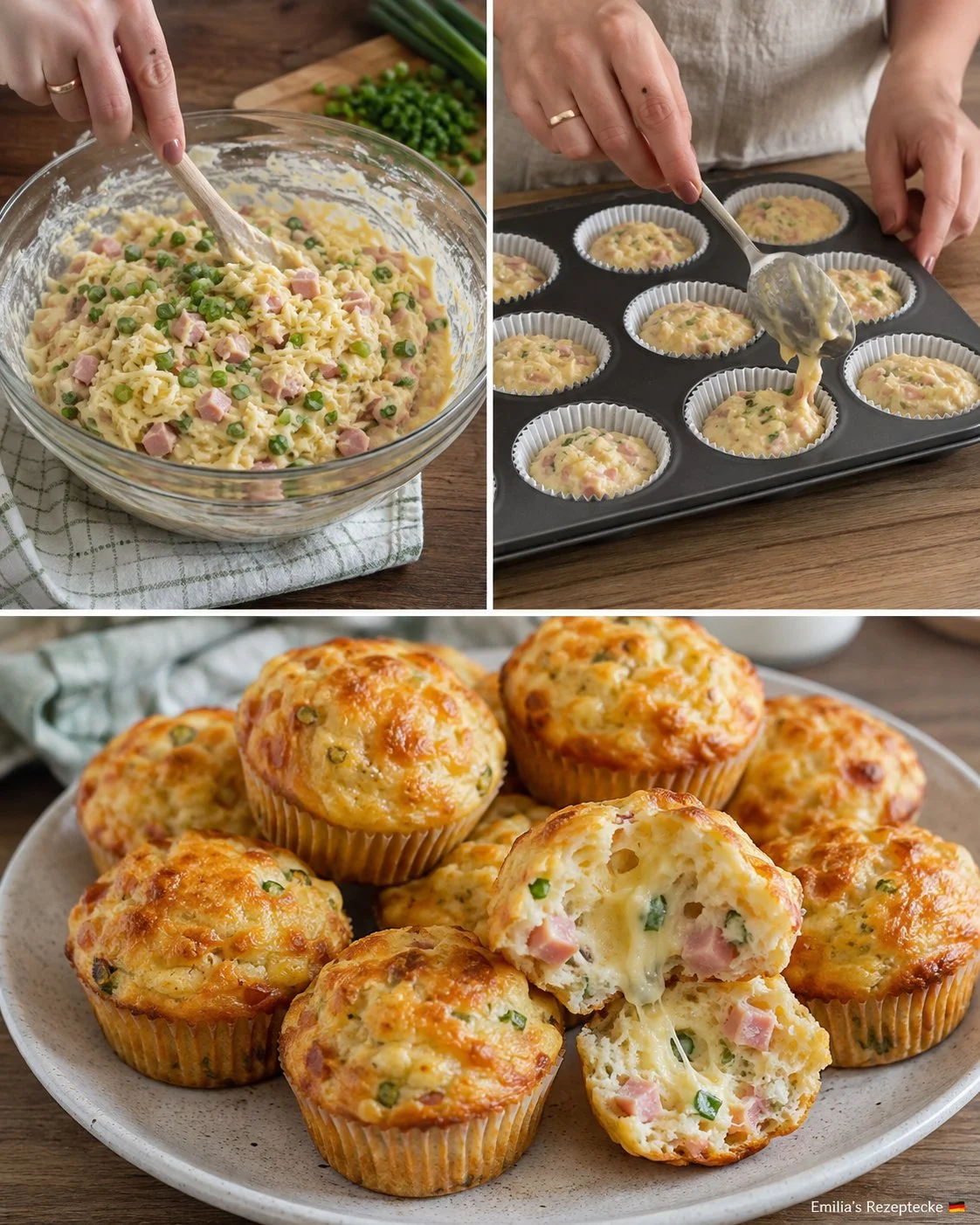 Leckere Käse-Schinken-Muffins für Brotdose und Buffet