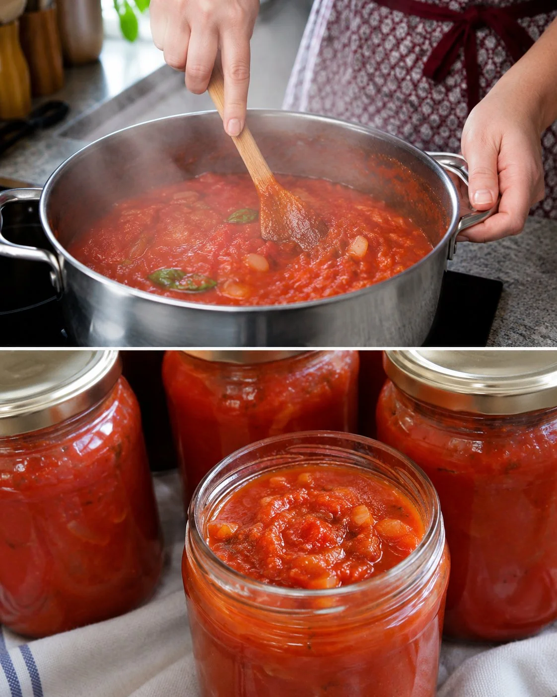 Glas mit Paradeisersugo – hausgemachte Tomatensauce für köstliche Gerichte
