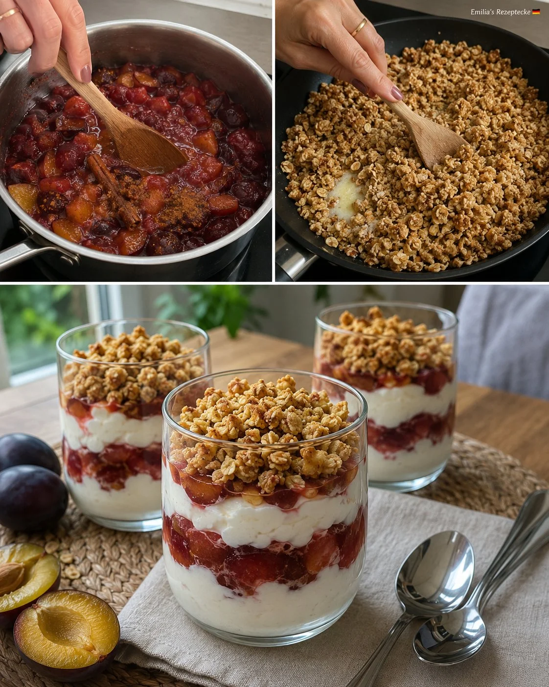 Pflaumen-Hafer-Streusel im Glas - ein köstliches Dessert Rezept
