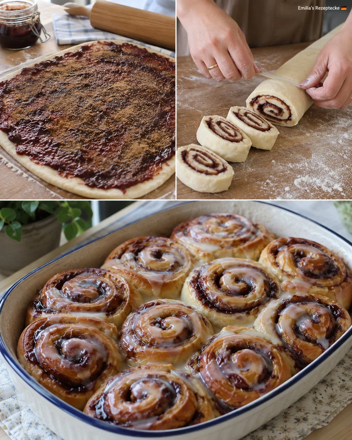 Leckere Pflaumenmus-Zimt-Schnecken frisch aus dem Ofen