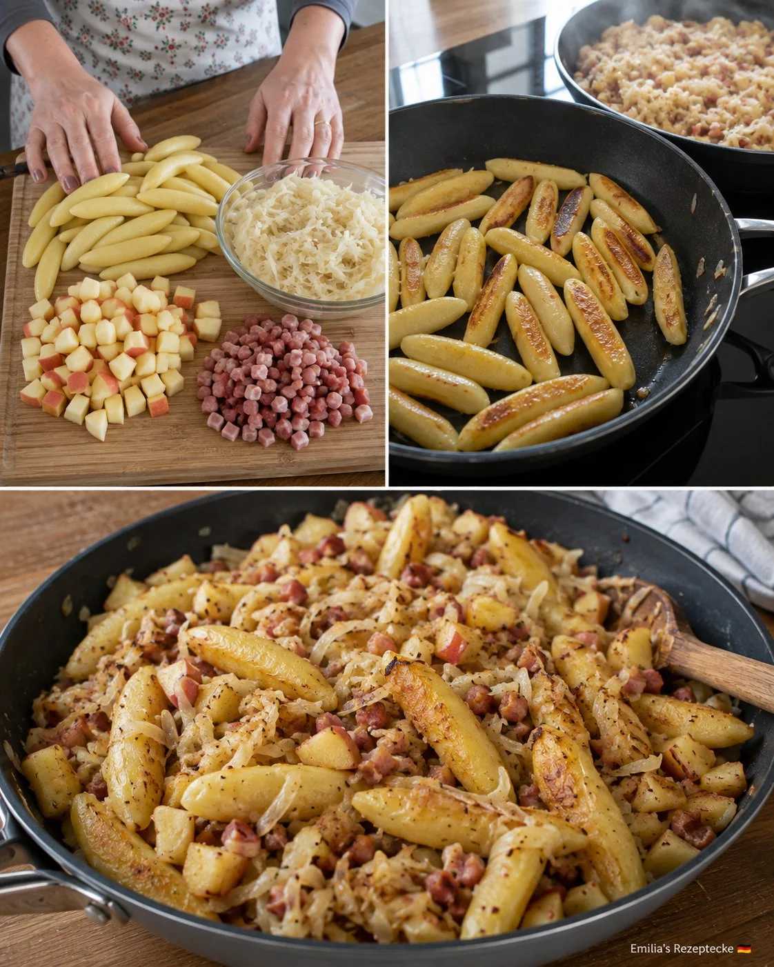 Schupfnudel-Pfanne mit Sauerkraut und Speck - leckeres deutsches Rezept