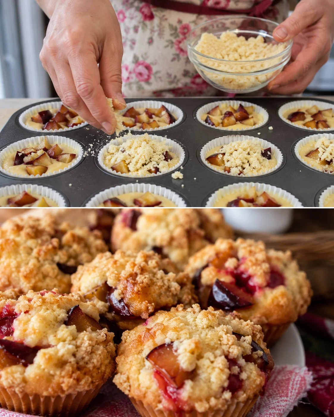 Leckere Zwetschken-Streusel-Muffins mit fruchtigem Belag und knusprigen Streuseln