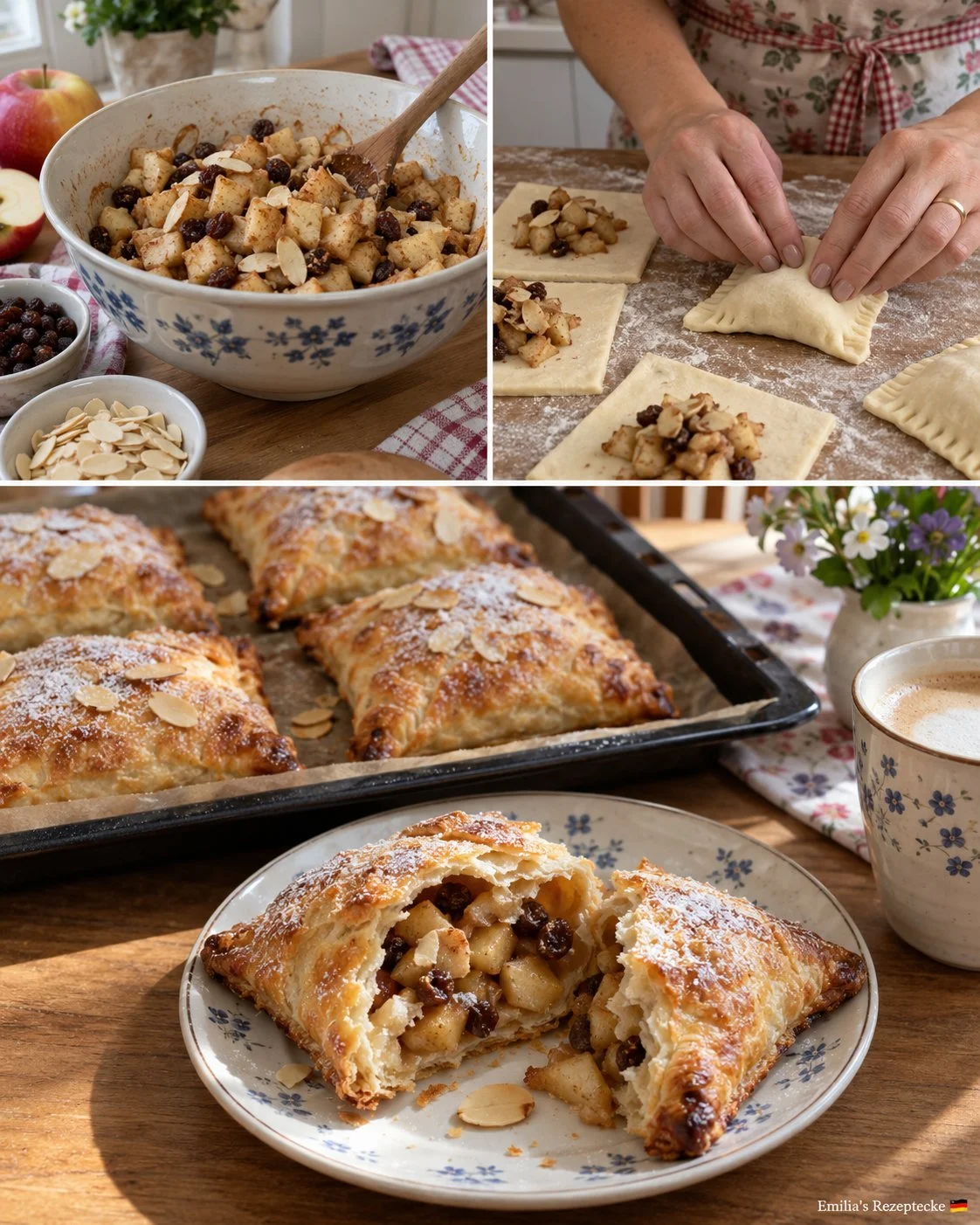 Delicious Apfelstrudel-Taschen mit Quarkteig frisch gebacken