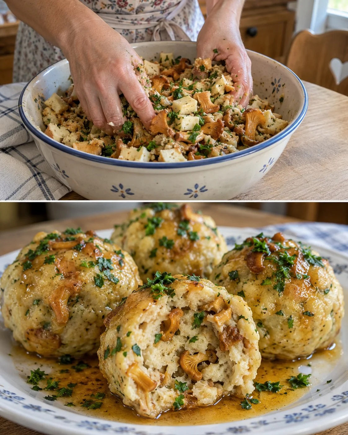 Eierschwammerl-Semmelknödel mit brauner Butter - leckeres Pilzgericht
