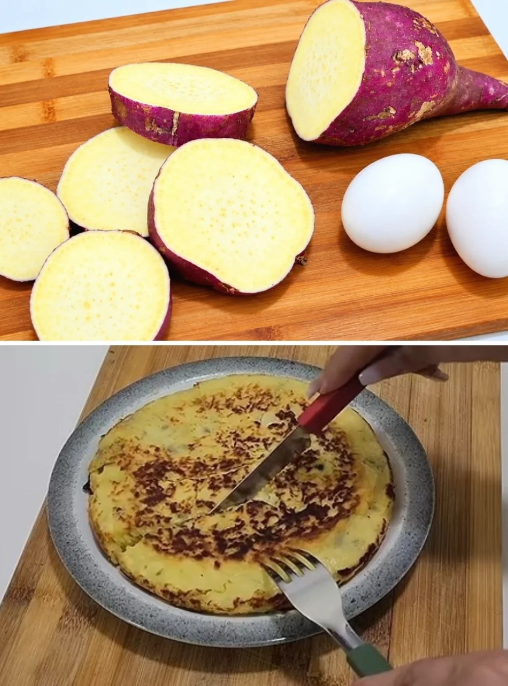Gericht aus Süßkartoffel und Ei, köstlicher Brotersatz, einfach und lecker