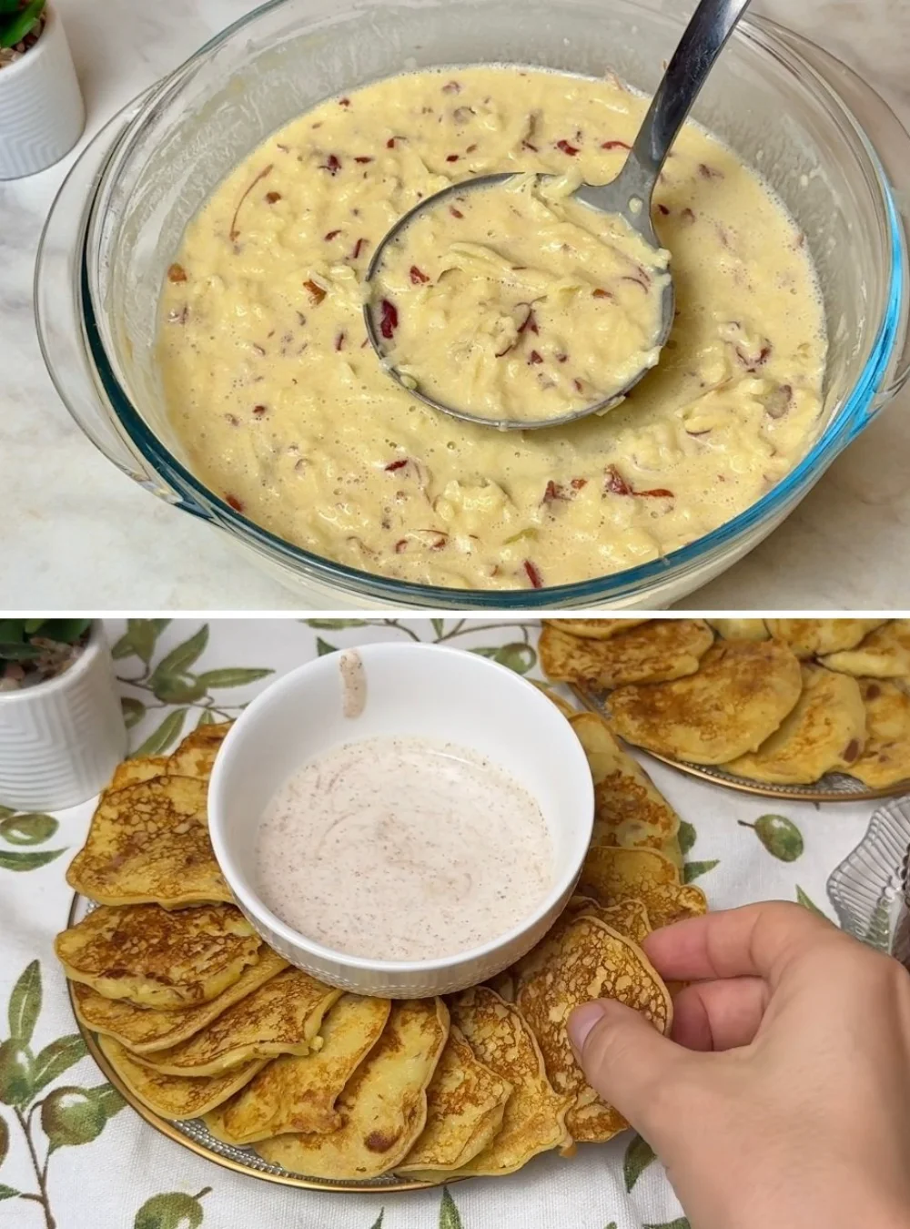 Geriebene Äpfel mit Eiern und Soße für ein einfaches Rezept