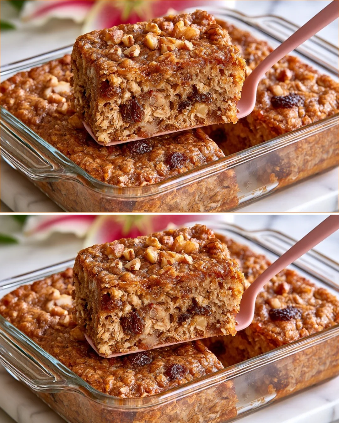 Gesunder Kuchen aus Haferflocken, Joghurt und Apfel ohne Mehl und Zucker