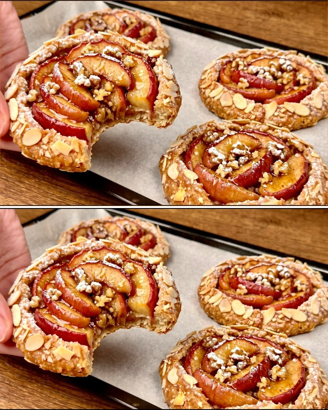Gesunde Kuchen mit Haferflocken, Joghurt und Äpfeln, ohne Mehl und Zucker.