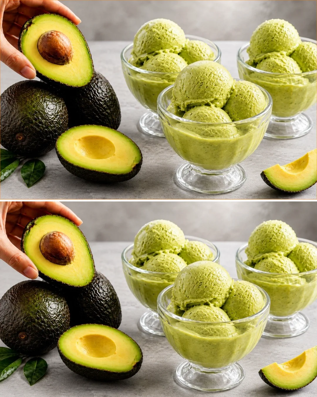 Hausgemachtes proteinreiches Avocado-Eis ohne Zucker in einer Schüssel