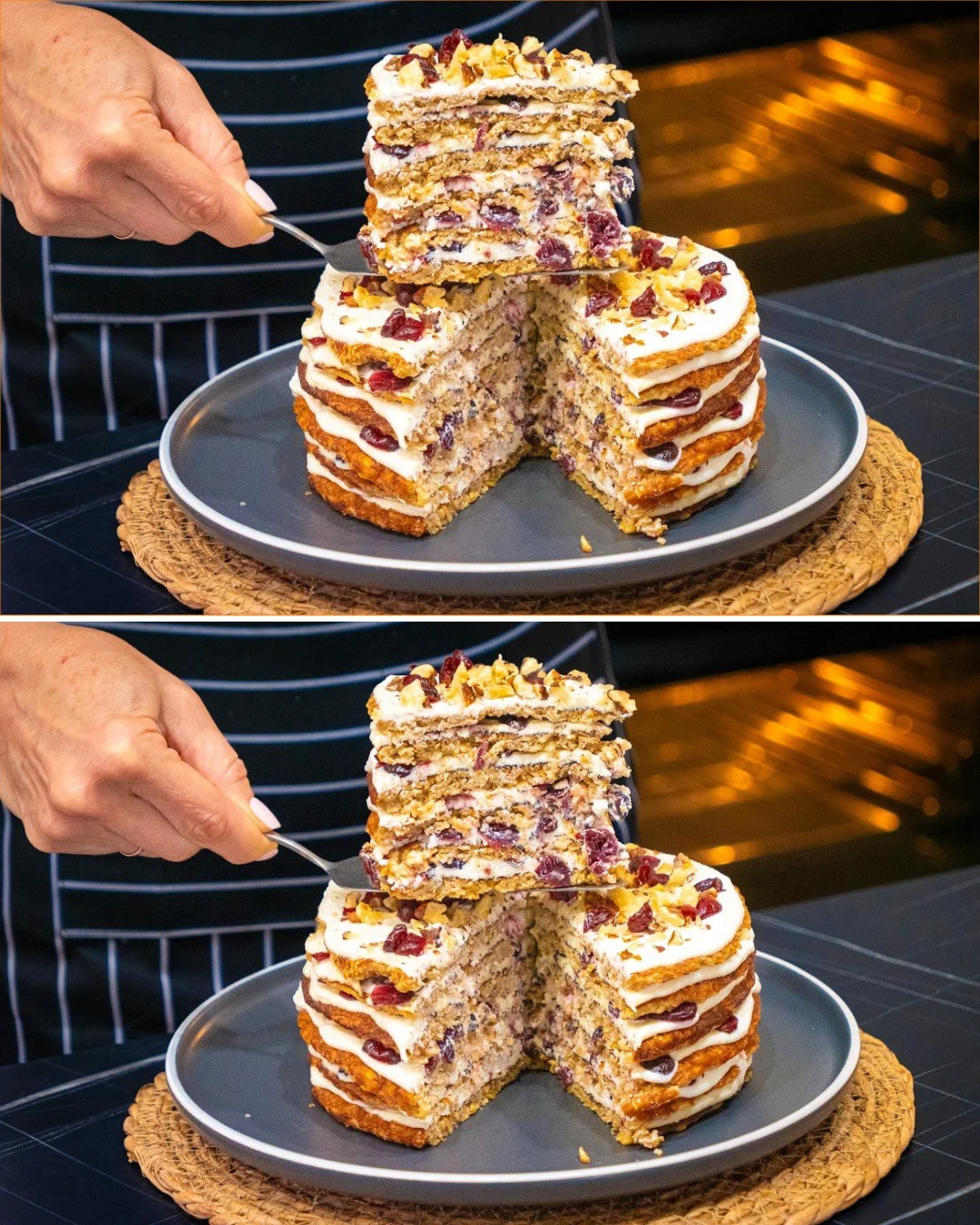 Haferflocken Kuchen mit Äpfeln, in der Pfanne gebacken, lecker und gesund