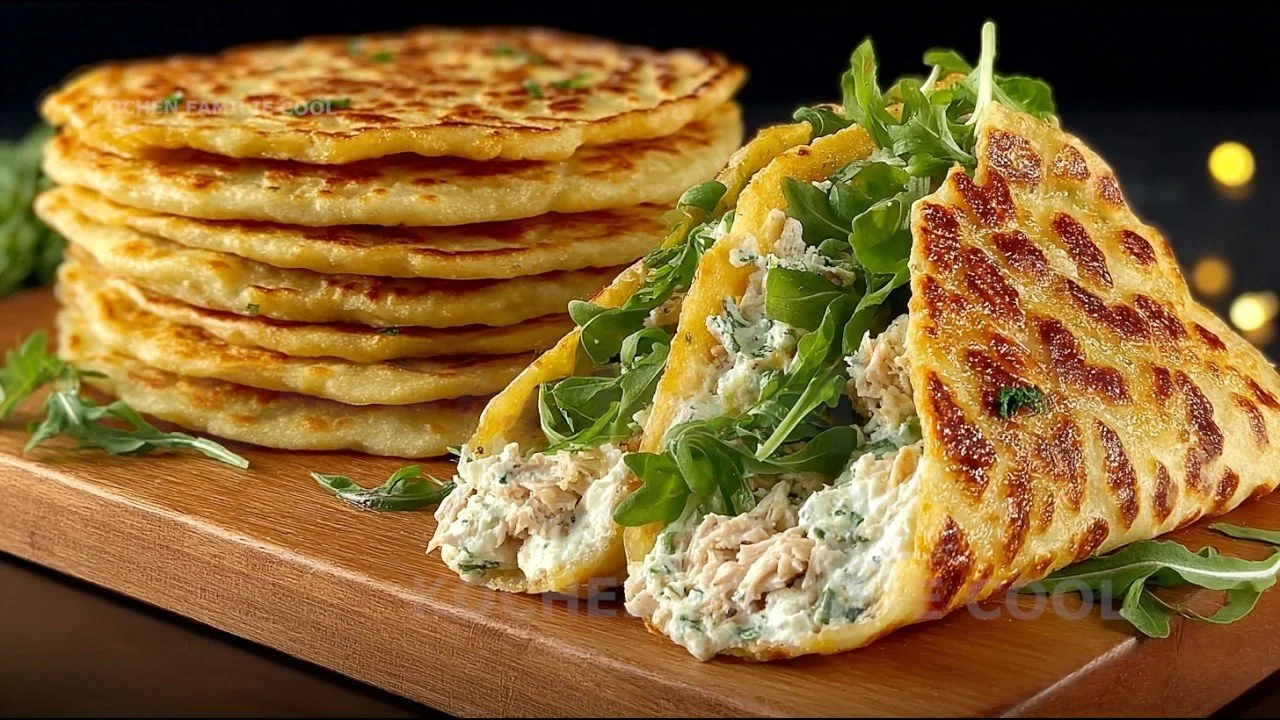 Linsen-Fladenbrot mit griechischem Joghurt, proteinreich und ohne Mehl.