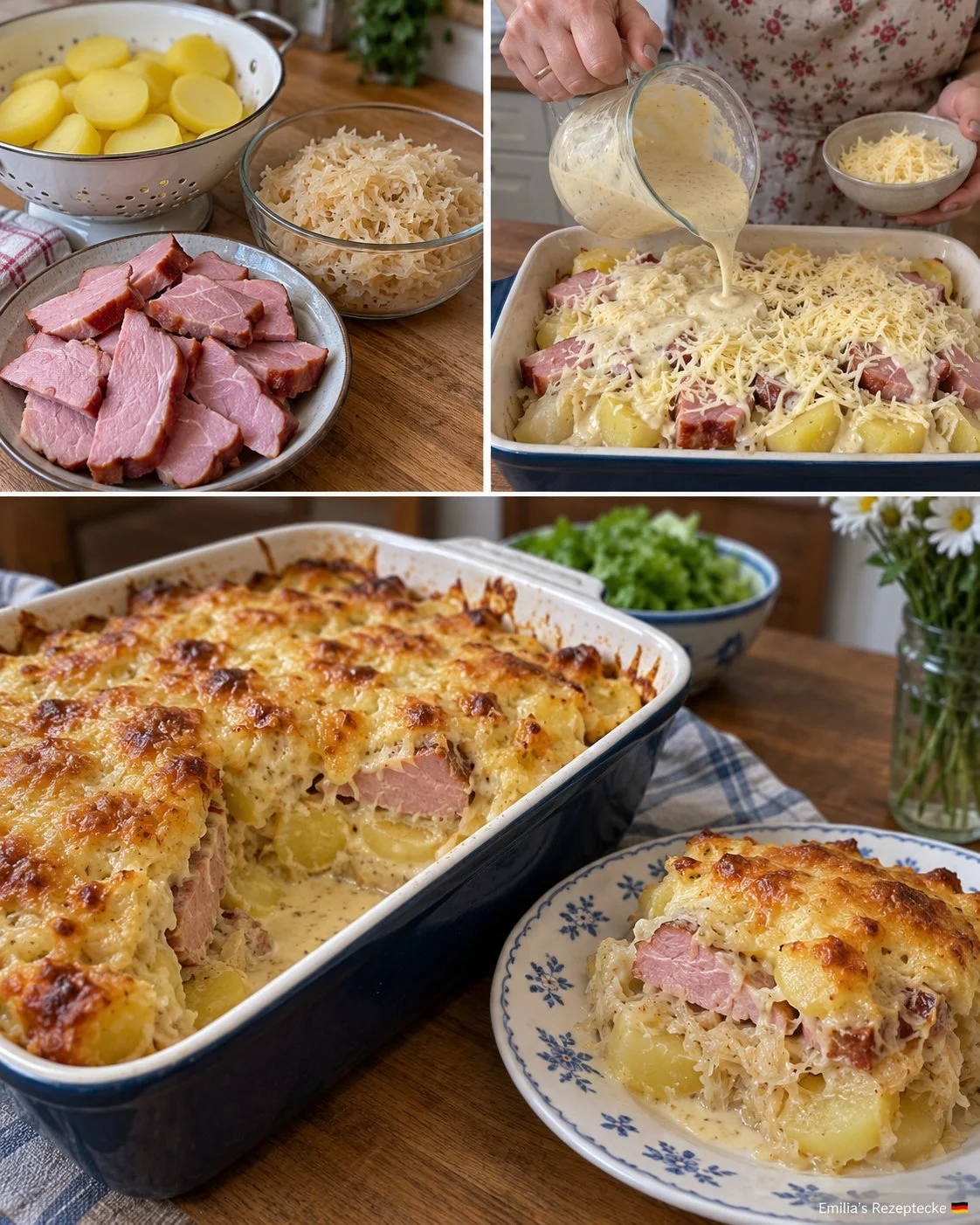 Milchreis-Auflauf mit Äpfeln und Rosinen, ein leckeres Dessert-Rezept.