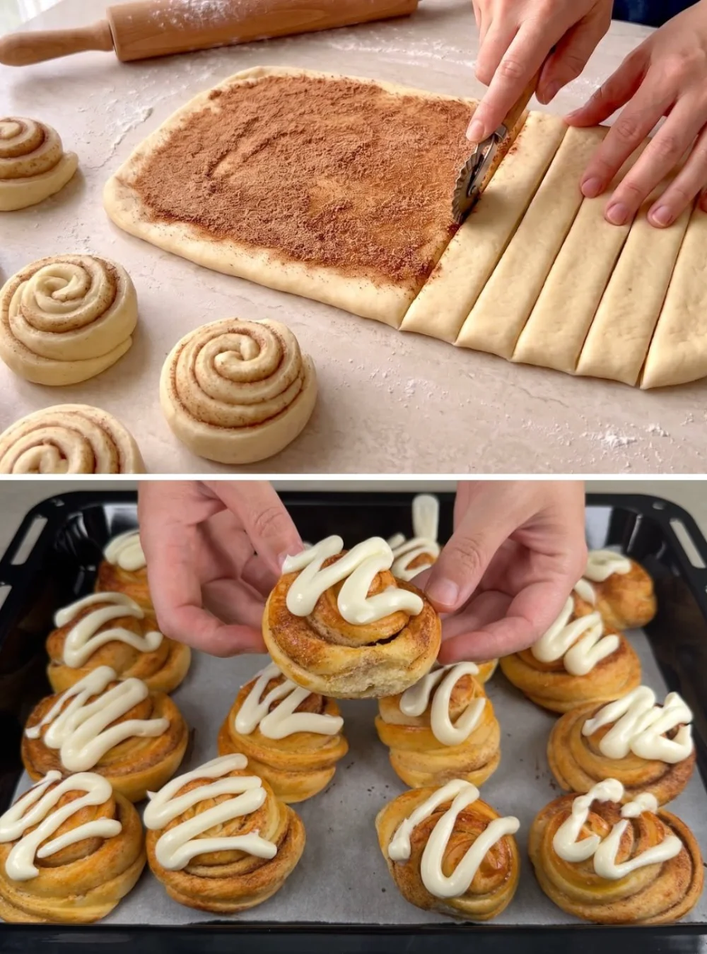 Leckere Zimtschnecken frisch aus dem Ofen, perfekt gebacken für jeden Anlass.
