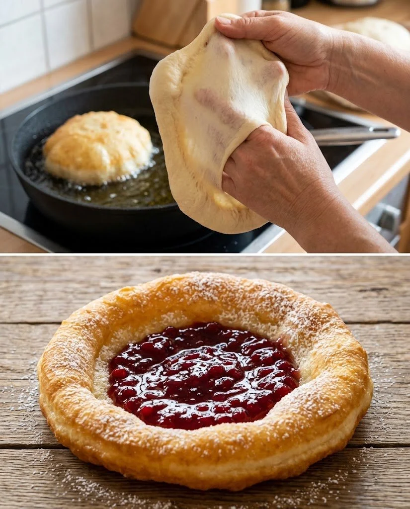 Tiroler Kiachl mit Preiselbeeren auf einem Teller serviert