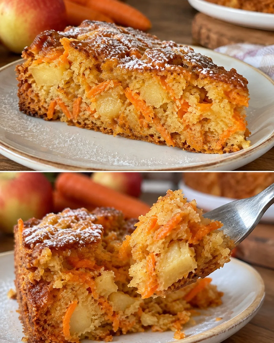 Apfel-Karotten-Kuchen ohne Zucker, gesundes Rezept für einen schmackhaften Kuchen