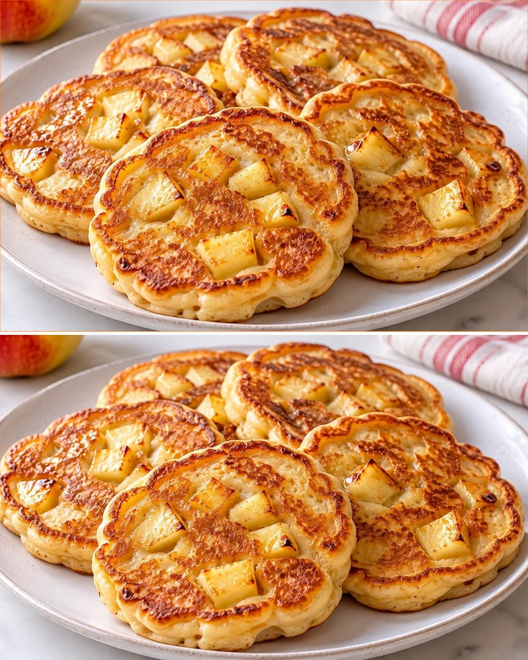 Gesunde Pfannkuchen ohne Mehl und Zucker, fruchtig und fluffig serviert.