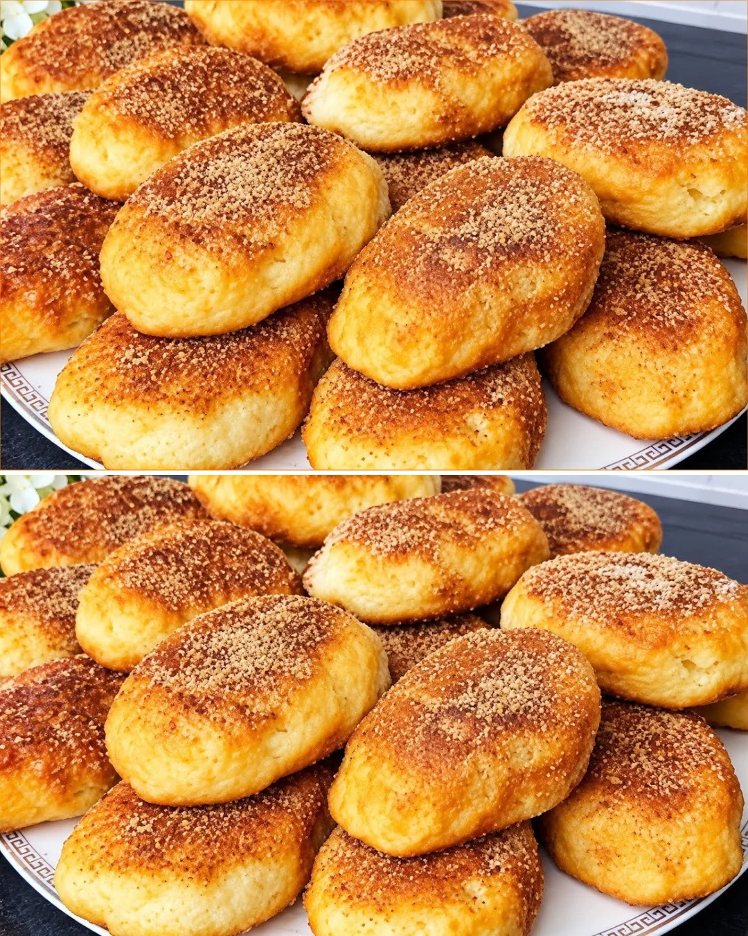 Leckere Apfel-Pfannkuchen mit geraspelten Äpfeln auf einem Teller