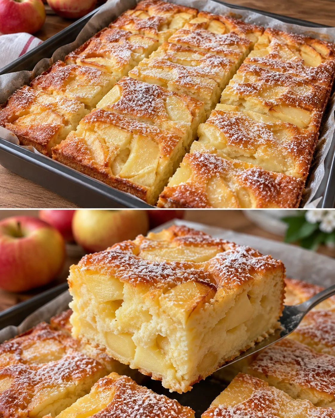 Joghurt-Apfel-Kuchen ohne Öl auf einem Teller serviert