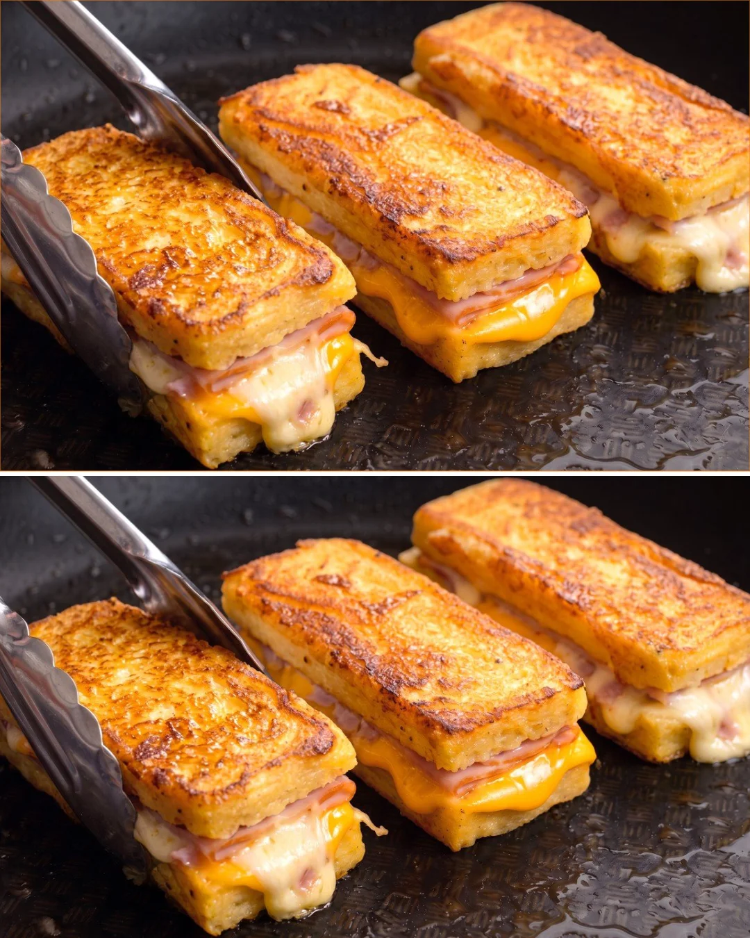 Französische Toasts auf Pfannkuchen als leckeres Frühstück