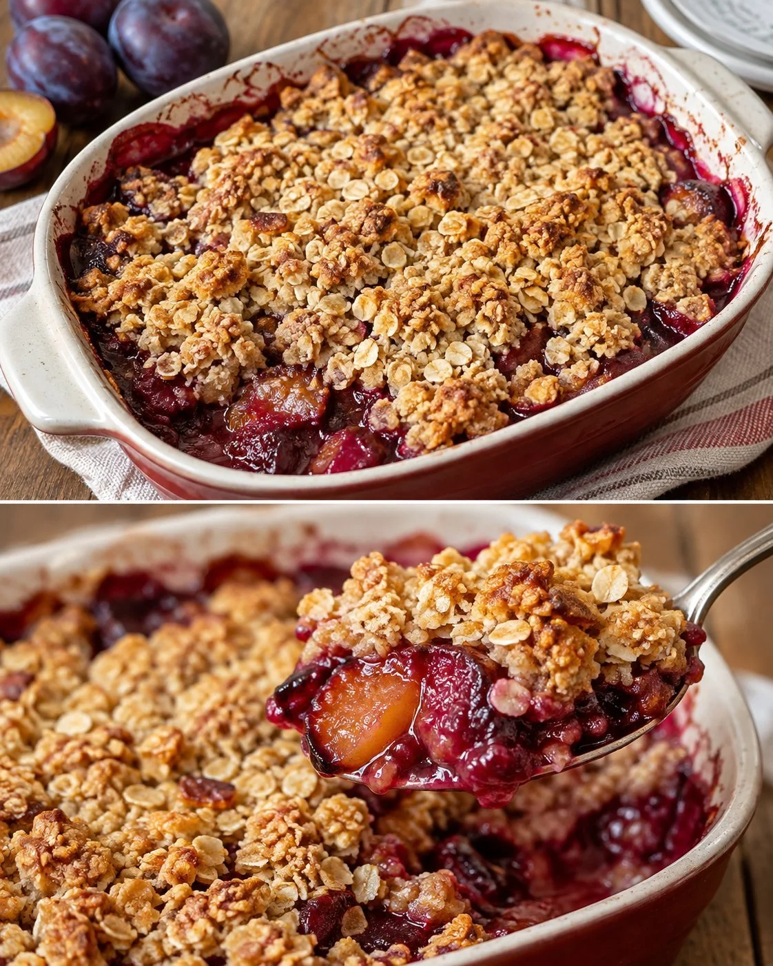 Pflaumen-Hafer-Crumble ohne Mehl mit frischen Pflaumen